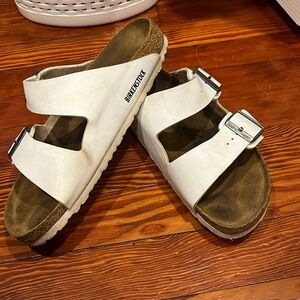 Birkenstock 2 strap white leather size 41 like new